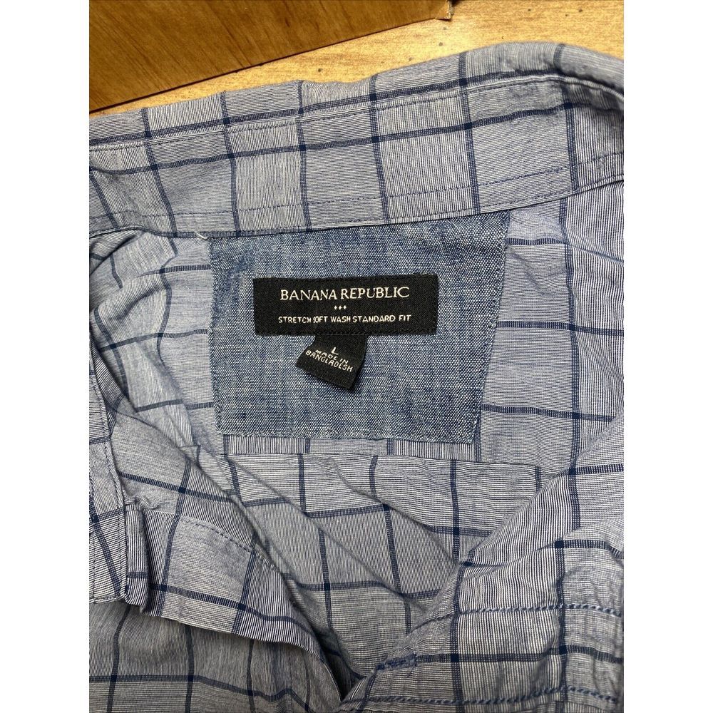 (2) Banana Republic Men's L Large Long Sleeve Plaid Shirts Standard Fit - Picture 6 of 16